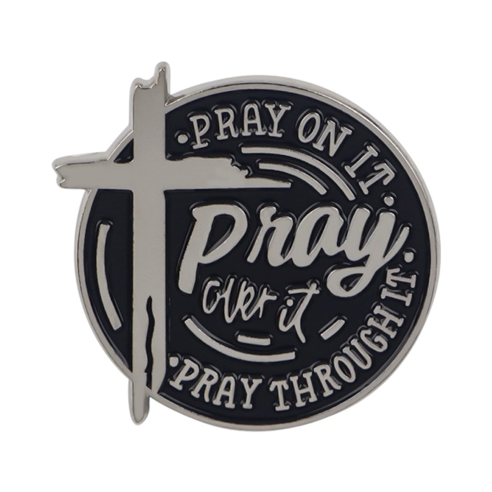 Pray On It Enamel Pin – Christian Faith Cross Pin | Pray Through It Lapel Pin